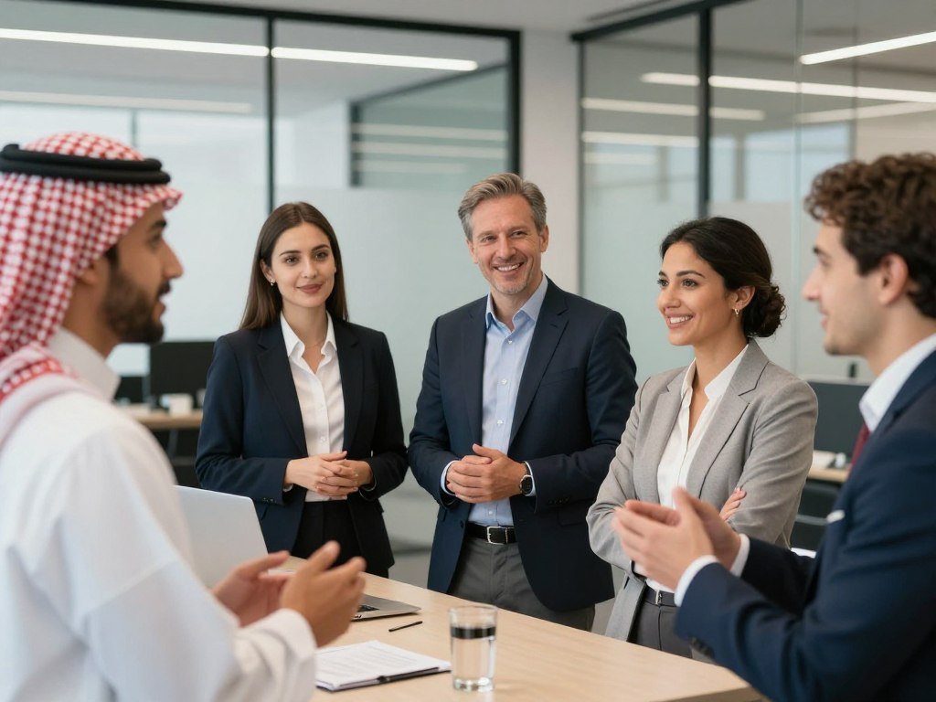 business professionals communicating in English in a modern office business professionals communicating in English in a modern office