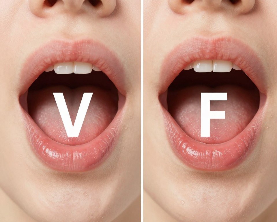 close-up showing mouth position for V and F sounds close-up showing mouth position for V and F sounds