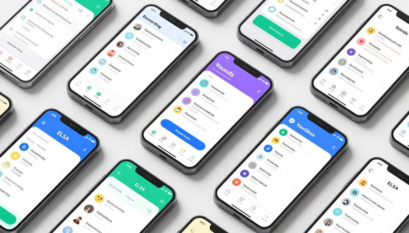 smartphones displaying various pronunciation learning apps smartphones displaying various pronunciation learning apps