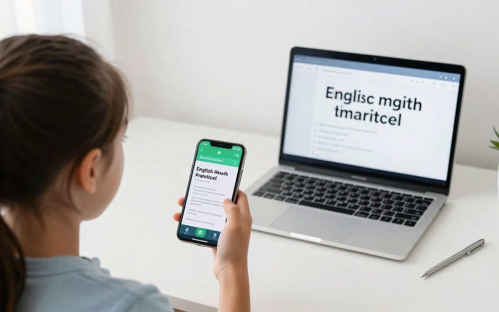 student recording their pronunciation practice on smartphone student recording their pronunciation practice on smartphone