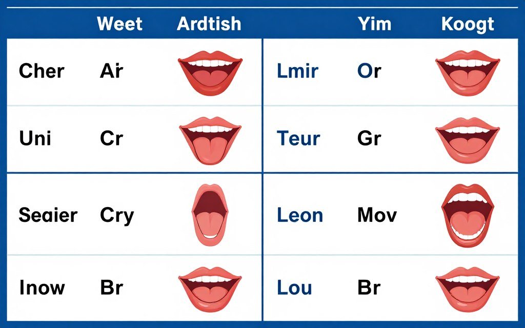 vowel differences chart between American and British English vowel differences chart between American and British English
