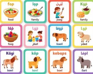 بطاقات تعليمية ملونة بكلمات إنجليزية أساسية مع صور توضيحية بطاقات تعليمية ملونة بكلمات إنجليزية أساسية مع صور توضيحية